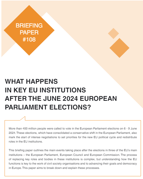 BRIEFING PAPER 108 – What happens in key EU institutions after the June 2024 European Parliament elections? 