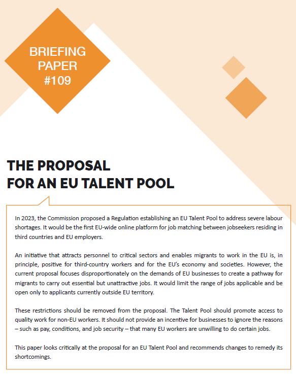 BRIEFING PAPER #109:  The European Commission’s proposal for an EU Talent Pool