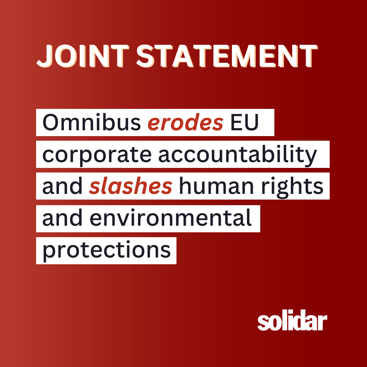 Joint Statement: Omnibus erodes EU corporate accountability and slashes human rights and environmental protections